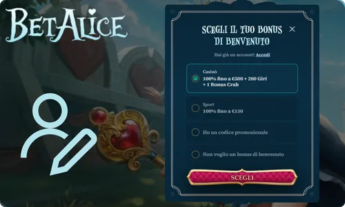 BetAlice Casino Registrazione